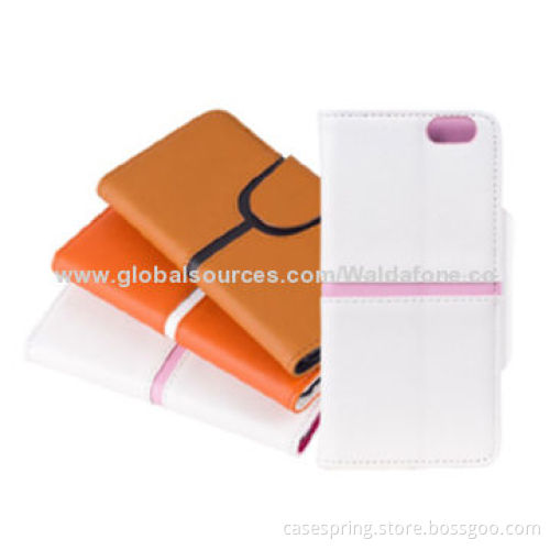 PU leather case for iPhone 6 with card slots and splicing design